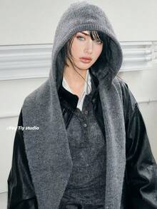 1pc Women's Solid Color Triangle Hooded Scarf, Cute Street Style Nylon, Fashion Versatile & Playful, Suitable For Indoor/Outdoor Commute Wear, Autumn/Winter - Multicolor - View 10