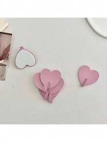 5pcs Heart-Shaped Decorative Wall Hooks, Stainless Steel Strong Adhesive Coat Hooks Suitable For Home, Kitchen, Bathroom, Office Wall, Wardrobe, Hanger Rack, Multi-Function Self-Adhesive Door Hooks, Random Color - Multicolor - View 12