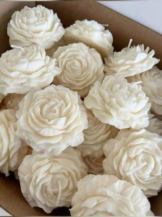 12支限量版牡丹香薰蜡烛（牡丹香型）学生礼物返校季宿舍装饰套装婚礼母亲节情人节圣诞节天然蜡手工雕刻浪漫氛围持久香氛