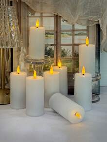 4/8 Flameless Candles With Timer And Remote Control, Battery-Powered LED Candles, Plastic Simulated Electronic Candles, Wishing Candles, Will Not Melt, Ivory White, Warm Light Flame Effect, Suitable For Home, Valentine's Day, Parties, Proposals, Weddings, Table Decorations, Creating A Festive Atmosphere. - 白色 - 查看 7
