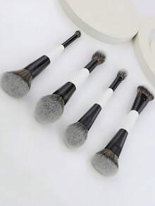 4pcs Double-Ended Makeup Brush Set. Multi-Functional Foundation, Blush, Powder, Highlighter, Contour And Concealer Brushes, Designed For Women,Brush Set,Makeup Brush Kit,Make Up Brush Set,Make Up Set Complete,Makeup Brush Set,Complete Makeup Kit,Brush Kit,Brushes Makeup Set,Makeup Gift Set,Set - Black and White - View 7