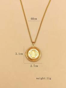 1 chiếc vòng cổ hình trái tim, hình khối, hình bầu dục, cây sự sống bằng thép không gỉ mạ vàng 18K, tối giản, dùng để lưu trữ ảnh tự làm, quà tặng ngày lễ/kỷ niệm/ngày lễ tình nhân - Vàng - Xem 4