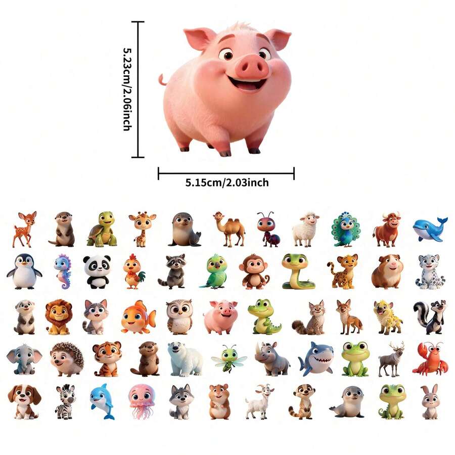 56 ملصق شفاف صغير على شكل حيوانات أليفة كرتونية، مثالي للألعاب والقرطاسية والدفاتر وزجاجات المياه وديكورات الأعياد والمكافآت في الفصل والمستلزمات المدرسية وهدايا بداية العام الدراسي