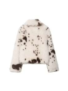 DEEKA Nouvelle veste pour femmes style automne/hiver, style européen et américain, mode minimaliste avec imprimé animal en fausse fourrure - Imprimé animalier - Voir 2