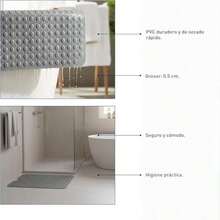 Bluelander Tapete de Baño 100 * 41 cm, Tapete Antideslizante para Baño con Ventosas, Alfombra de Baño Segura, Masaje de Pies, Accesorios para Baño - ‎Gris - Ver 6