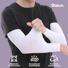Arm Sleeves Cooling UV Sun Protection Sports Compression For Men/Women - 2 Pairs - White+Blue - View 2
