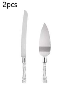 1pc/2pcs Stainless Steel Cake Cutter And Spatula Set, Pizza Spatula, Cake Spatula, Serrated Bread Cutter, Cream Spatula, Dough Cheese Cutter, Pastry Cutter, Kitchen Baking Accessories, Suitable For Bread, Cake, Pizza, Pies, Pies, Cheese, Etc.