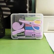 8pcs/Box Portable Office School Mini Stationery, Including Hole Punch, Staple Lifter, Stapler Tape Holder, Small Tape, Pencil Holder, Scissors, 500 Staples (10#),Product Size Is Mini And Cute, Wedding Gifts,Back To School,School Supplies - Sets - View 10