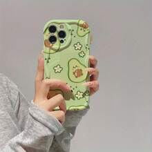 Adorable Avocado And Small Flower Background Pattern Suitable For IPhone 16, 15, 14, 13, 12, 11, 7, 8, X, XS Phone Case - Stylish Design, Anti-Slip, Drop-Proof,  Look,Suitable For IPhone 17 Air - 白色 - 查看 8