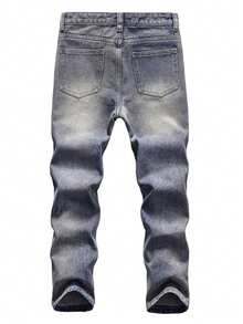 Children Teen Boy's Skinny Fit Ripped Destroyed Distressed Fashion Kids Denim Jeans Pants - D - View 2