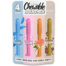 4pcs Chewable Breath Sticks With Essential Oils - Cool Mint, Bubble Gum, Orange Bean, Coffee Bean Flavors, Natural Relaxation Relief, Quit Smoking Aids, Bite-Size Portable Design For Healthcare Wellness, Smoking Cessation Tools, Sleek Packaging - 4件 - 查看 2