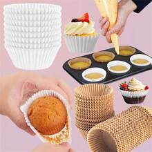 100/200pcs Cake Liners, Baking Cups, Suitable For Parties, Weddings, Valentine's Day, Birthdays, Thanksgiving, Eid Al-Fitr, Kitchen Gadgets, Baking Cups, Dessert Cups. - Brown - View 6