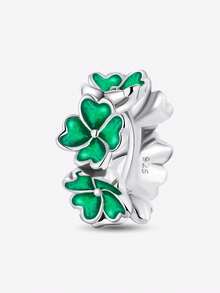 1Pc Fashionable  Four-Leaf Clover Charm Bead Fit For Women Bracelets Bangles DIY Jewelry Making  And Daily Outfit Matching Jewelry Decoration For Girls - Silver - View 15