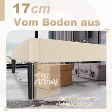 Upholstered Bed Frame With Headboard And Slatted Base, Metal Platform Bed Frame, Leather Slatted Base - Beige - View 4