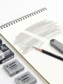 3pcs Sketch Drawing Erasable Rubber, Stationery Eraser, Pencil Eraser, Rectangular White Eraser, Suitable For School, Office, Art Drawing, Holiday Gifts, Back To School Gifts - Multicolor - View 2