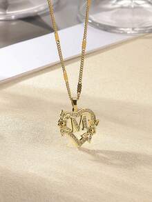 18K镀金不锈钢珐琅字母吊坠项链，优雅礼物项链，送给她/老师/闺蜜，结婚纪念日礼物 - 白色琺瑯 - 查看 11