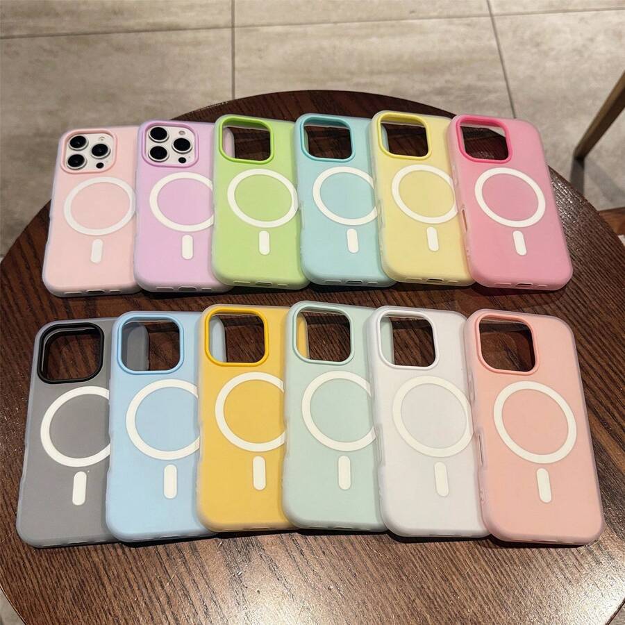 Adecuado para Phone17 serie gelatina magnética succión teléfono  de color sólido scrub 2 en 1, sistema de color de dopamina caja de gelatina translúcida  del teléfono