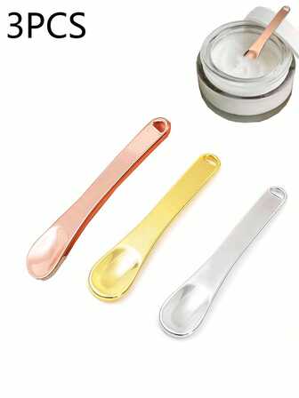 3pcs Multipurpose Cream Spatula, Beauty Skincare Massage Eye Cream Spoon, Reusable Makeup Cosmetic Scoops, Face Mask Stick Spoon, Cream Spatula, Cosmetic Divider Tools