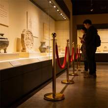 Stainless Steel Stanchion Post, Stanchions With Red Rope, 4pcs Stanchion Posts With 3 Ropes Crowd Control Barriers For Events & Parties - Gold + Red - View 5