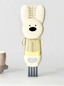 1个兔子造型杯盖刷，用于清洁水瓶盖缝隙和奶瓶，兔子造型杯盖刷四合一保温水杯刷，瓶嘴杯口缝隙清洁刷