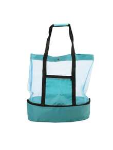 Large Waterproof Insulated Tote Bag, Beach Bag, Travel Bag (Zipper Direction Random) - Green - View 4