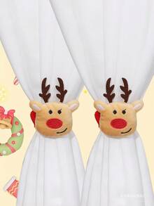 2pcs Deer Curtain Clips, Party Decor Curtain Accessories, Figurine Curtain Decor, Suitable For Door Curtain, Cafe Curtain, Storage - Multicolor - View 5