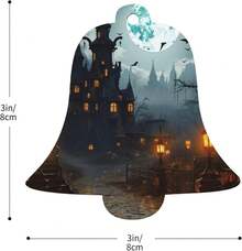 Adornos de madera de Navidad, castillo sombrío y bruja, árbol de Navidad, para colgar en forma de árbol de Navidad, decoración colgante de Navidad para Año Nuevo, decoración de, 2 piezas - Forma de campana - Ver 4