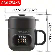 PANCERKA 500W Portable Electric Hot Pot, Non-Stick Coating, Touch Screen Electric Hotpot, 8 Cooking Functions: Rice Cooking, Soup Cooking, Hotpot, Porridge, Frying, Steaming, Low-Sugar Rice, Millet Porridge (EU Plug)