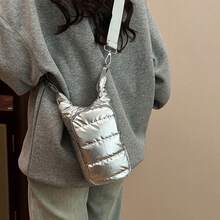 户外羽绒保温水壶袋，羽绒水壶包，水壶套，休闲单肩包，休闲运动斜挎包，简约方形收纳袋 - 彩色 - 查看 5