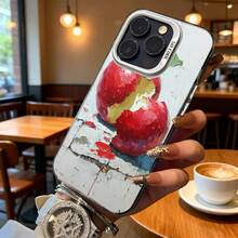 Funda de Teléfono Impresión de Arte de Manzana Roja para iPhone 14 13 12 11 Pro Max y  Galaxy S23 S22 S21 Plus, Opción de Regalo Ideal para Todas las Estaciones - Plateado - Ver 6