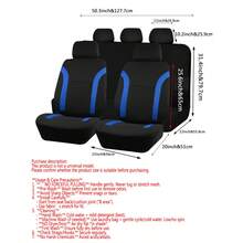 9pcs/Set Car Seat Covers, Black Mesh Fabric, With Airbag Compatible, Universal Fit For Van, Truck, Sedan, SUV Seat Cushions, Auto Accessories, New Design - Black - View 8