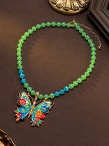 Dây chuyền trang sức thời trang nghệ thuật độc đáo, thiết kế năng động 3D hình bướm và hoa nhiều màu sắc, phong cách cổ điển hiện đại, làm bằng hợp kim với điểm nhấn là đá quý, thích hợp làm quà tặng cho bạn bè, người yêu, người hẹn hò, cũng như cho các dịp hàng ngày, tiệc tùng, kỳ nghỉ và lễ kỷ niệm. - Nhiều màu - Xem 4