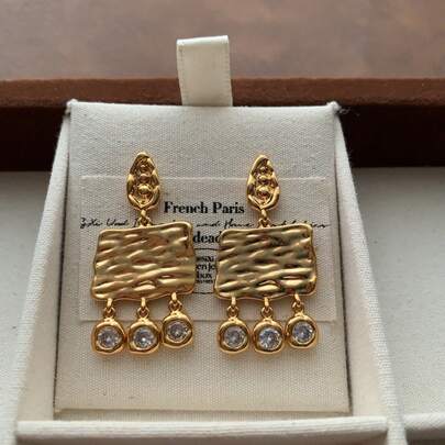 Asymmetrical Ruffle Earrings, Elegant Dangling Pendant, Vintage Fashionable Exquisite High-End Unique Earrings