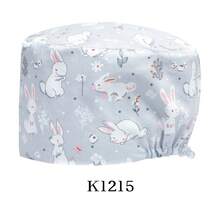 1pc Polyester Cartoon Rabbit Print Adjustable Women Cap, Suitable For Office, Pet Shop, Nursing Home, All Seasons - Multicolor - View 12
