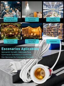 Portalámparas Soporte de Base para Lampara, Soporte colgante de 5m, casquillo E27 con Cable para lámpara de sal con Cable de alimentación - 5 metros--6 piezas - Ver 11
