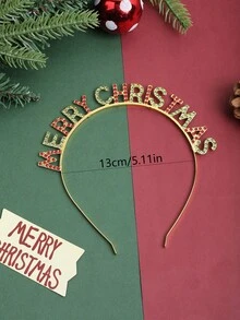 1个/2个/3个装优雅金属字母水钻发箍，多功能发饰，适合节日派对装扮，发带，发箍 - 彩色 - 查看 3