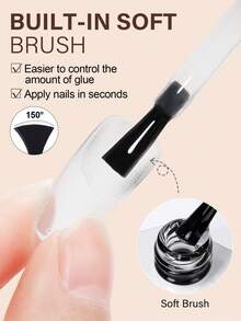 TOMICCA 2支15毫升透明指甲油凝胶，可用LED/UV灯卸除，持久速干，适合美甲、家庭美甲沙龙DIY美甲 - 無色 - 查看 2