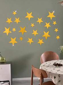 20 Acrylic Mirror Wall Stickers, Star-Shaped Wall Stickers, Adhesive-Backed Art Stickers, Suitable For Nurseries, Children's Rooms, Bedrooms, And DIY Home Decoration Wall Art Decorations. - Silver - View 2