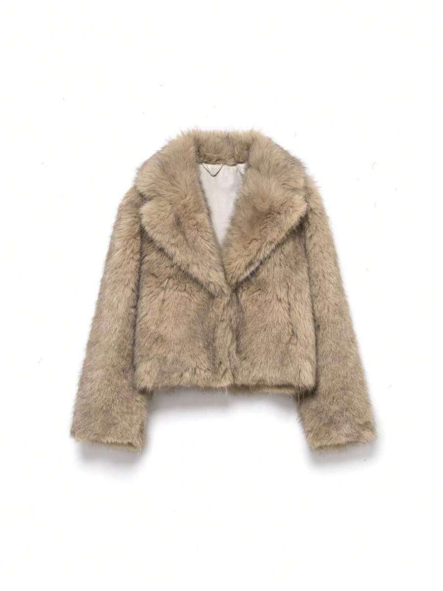 DEEKA Autumn/Winter New Women's Fashion European & American Style Faux Fur Effect Short Coat Jacket
