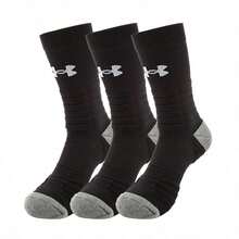 Under Armour男女襪子籃球訓練運動健身舒適中筒襪三雙裝22610209-001 - 黑色 - 查看 12