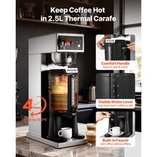 Commercial Drip Coffee Maker, 16-17 Cups Machine With 2.5 L Thermal Carafe, Keep Warm For 4 Hours, Stainless Steel Brewer With Auto Water Filling, For Restaurant, Office, Coffee Shop & Home - Flask Contains Hot Water - View 3
