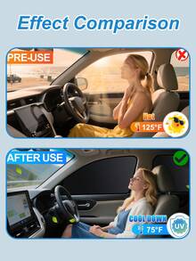 4片/2片装汽车遮阳帘 - 100%遮光窗帘 - 磁吸式侧窗遮阳帘，让您在小憩、换衣服、露营和工作时保持凉爽，磁吸式侧窗遮阳帘可阻挡热量和紫外线，保护隐私，可重复使用和清洗，适用于大多数轿车、车辆和SUV。 - A - 查看 4