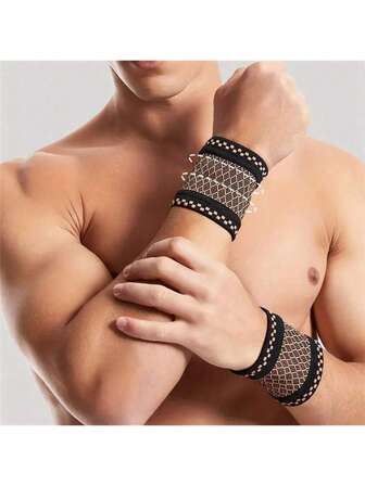 2 st svettabsorberande stickat kompressionshandledsstöd för volleyboll, tennis, badminton, basket