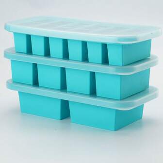 带盖硅胶冷冻模具，食品储物盒，冰格，冰箱收纳盒