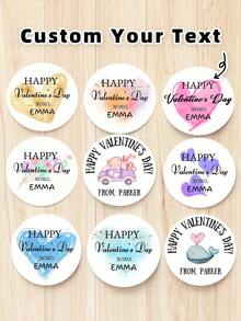 1-108pcs Personalized Custom Stickers - Valentine's Day Decorative Stickers With Heart Patterns, Name & Photo Customization, Waterproof Vinyl Labels For Dessert Decor, Candy Packaging, Anniversary, Wedding, Cute Romantic Gifts For Him, Her, Boyfriend, Girlfriend, Couple, Ideal For Valentine's Day - White - View 2