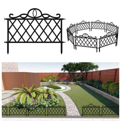 Foldable Garden Fence And Animal Isolation Fence, Decorative Plastic Garden Edge Fence (Suitable For Dogs, Rabbits, Cats), Outdoor Coated Anti-Rust Landscape Forged Edge Foldable Yard Fence, Flower Bed Fence Isolation Fence Boards Decor, Pointed Edge Fence (Suitable For Animal Isolation Flower Beds And Front Yards)