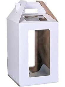 トールケーキボックス ケーキキャリア ポータブル食品保管庫 窓付き多目的階層型ケーキボックス 記念日 パーティー 結婚式用, ホワイト 30cmx30cmx35cm - ホワイト 25cmx25cmx30cm - チェックする 8