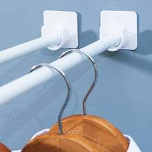 1 Pair Of Self-Adhesive Curtain Rod Brackets: Non-Slip, Heavy-Duty Hooks With High Load Capacity For Indoor Use. - White - View 5