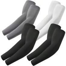 Arm Sleeves Cooling UV Sun Protection Sports Compression For Men/Women - 4 Pairs - 2 Black+Dark Gray+White - View 1