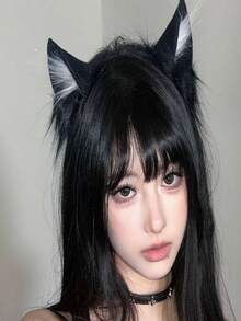 Handmade Cat Fox Faux Fur Ear Headband - Cute Halloween Costume Accessory, Fluffy Animal Ear Hair Hoop, Halloween Cosplay Headpiece, Halloween Outfit, Gag Design, Soft Texture - Multicolor - View 2